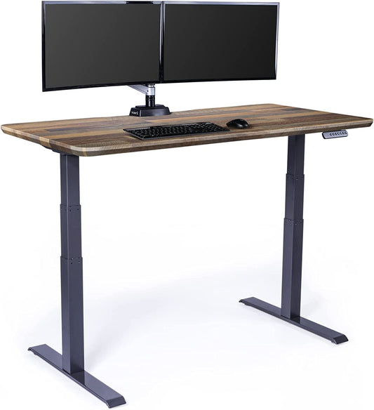 Classic Electric Standing Desk - desk Height Adjustable Sit/Stand Desk - Dual Motor with Memory Presets, Stable T-Style Legs - Gaming or Home Office Workstation - 60”X30”, Reclaimed Wood